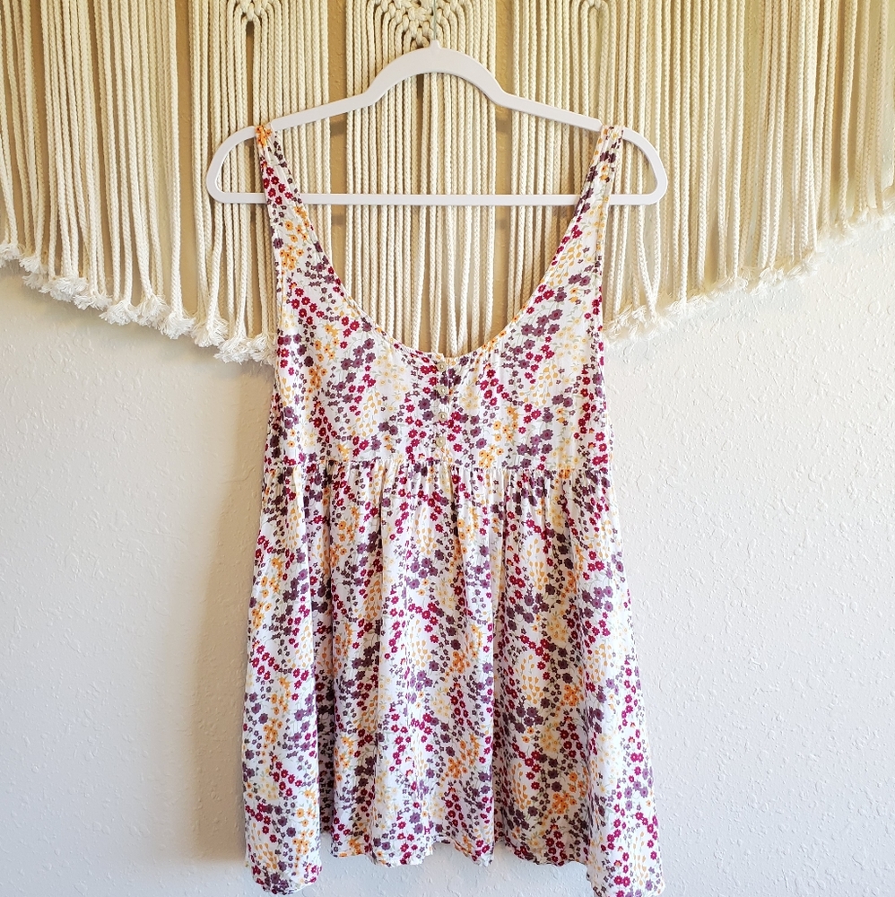 FREE PEOPLE Floral Button Sleeveless Babydoll Tank - Picture 3 of 8